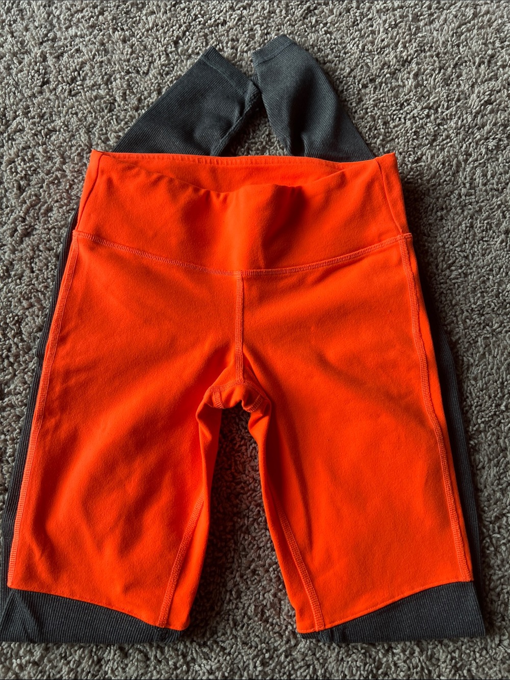 Alo Neon Orange and Grey Ribbed Goddess Legging Size XS